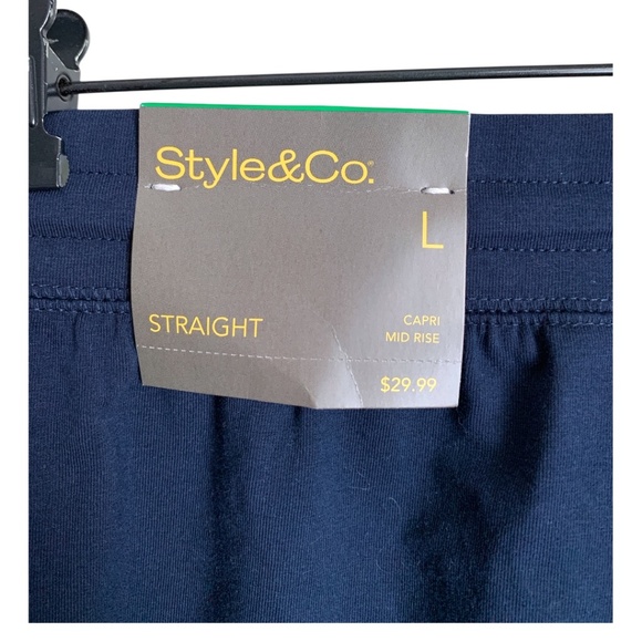 NWT Syle & Co Women's Navy Pants Size Large Straight Draw String Pockets - Picture 5 of 7